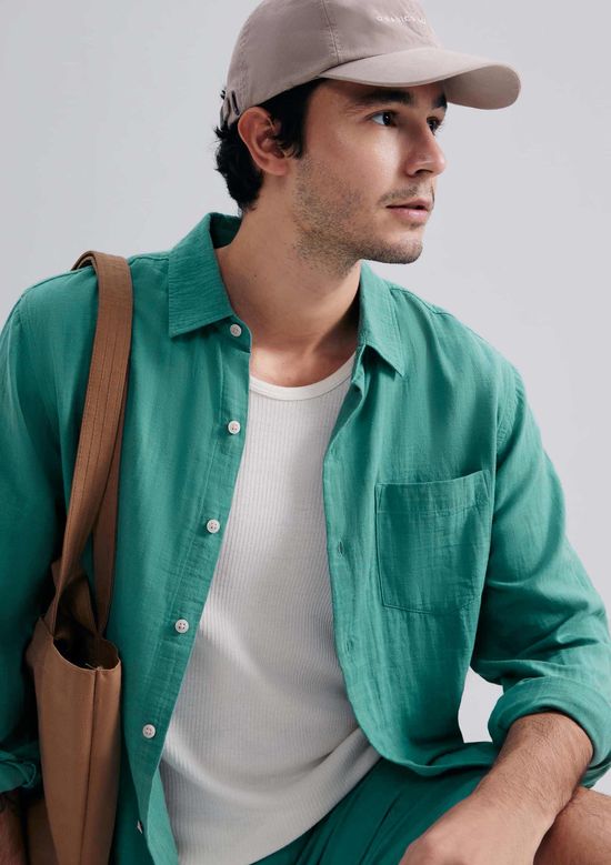 Foto do produto: Camisa Masculina Manga Longa Texturizada - Verde