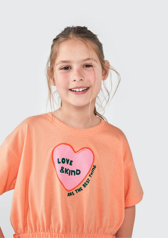 Foto do produto: Blusa Infantil Menina Manga Curta Amarração - Laranja