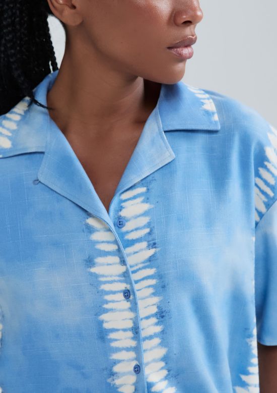 Foto do produto: Camisa Feminina Estampada Manga Curta - Azul