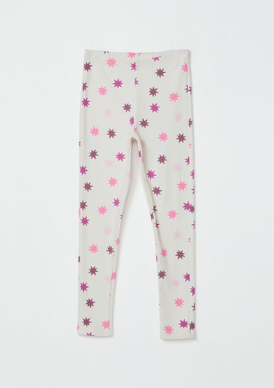 Foto do produto: Calça Legging Infantil Menina Estampada Em Ribana - Creme