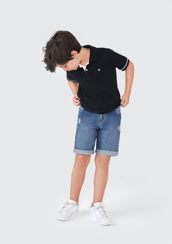 Foto do produto: Bermuda Jeans Infantil Menino Reta - Azul