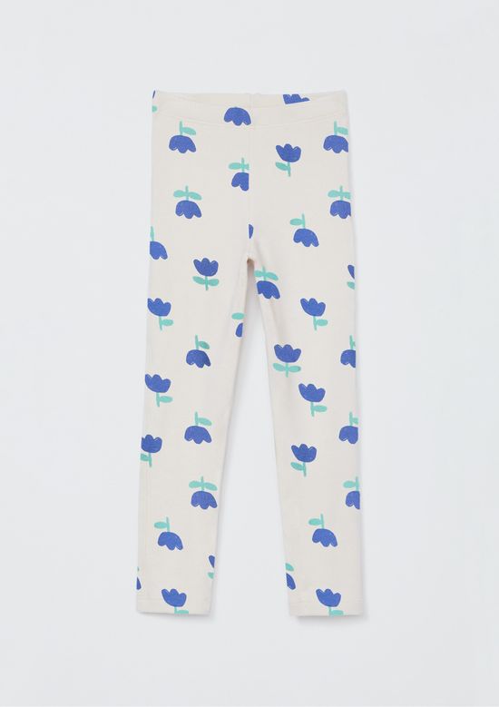 Foto do produto: Calça Legging Infantil Menina Estampada Em Ribana - Creme