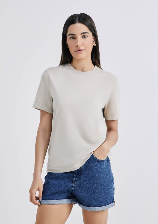 Foto do produto: Camiseta Básica Feminina Estonada Soft - Bege