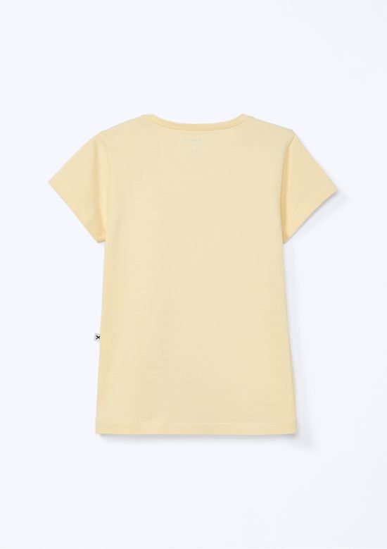 Foto do produto: Blusa Básica Infantil Menina Manga Curta Slim Com Bordado Coração - Amarelo