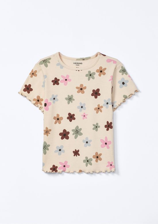 Foto do produto: Blusa Infantil Menina Manga Curta Em Ribana Estampada - Nude