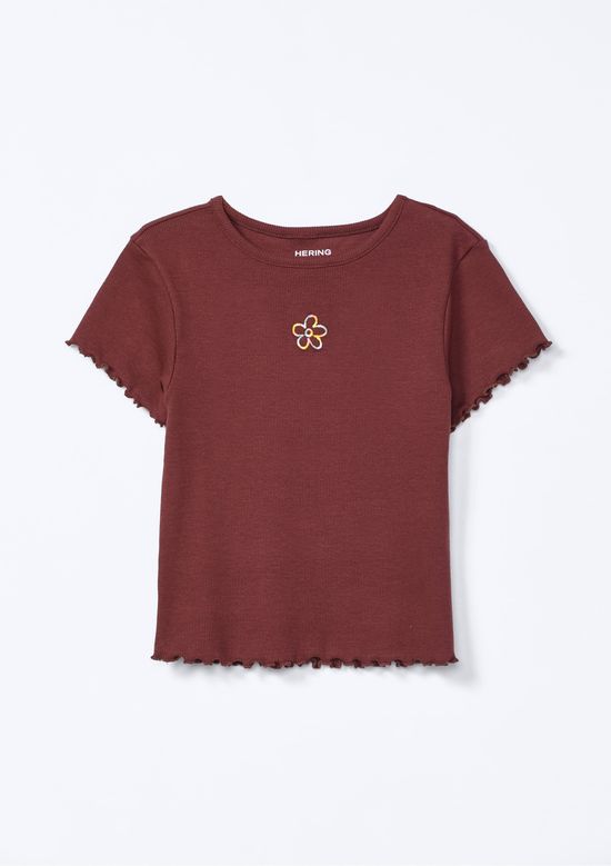Foto do produto: Blusa Manga Curta Infantil Menina Em Ribana - Marrom