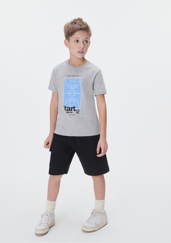 Foto do produto: Camiseta Infantil Menino Manga Curta Com Estampa - Cinza