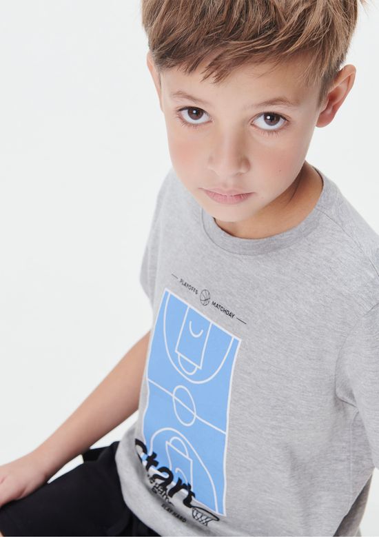 Foto do produto: Camiseta Infantil Menino Manga Curta Com Estampa - Cinza