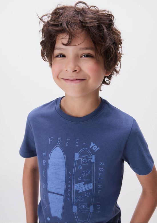 Foto do produto: Camiseta Infantil Menino Manga Curta Com Estampa - Azul