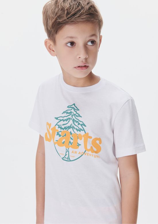 Foto do produto: Camiseta Infantil Menino Manga Curta Com Estampa - Off white