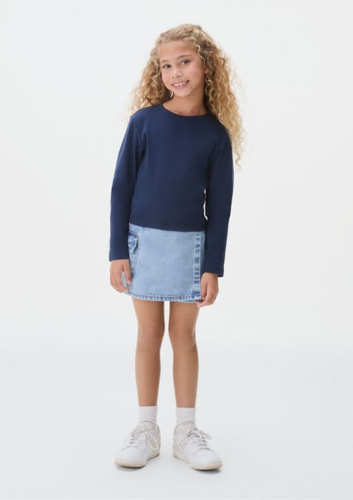 Foto do produto: Blusa Manga Longa Infantil Menina Em Ribana - Azul
