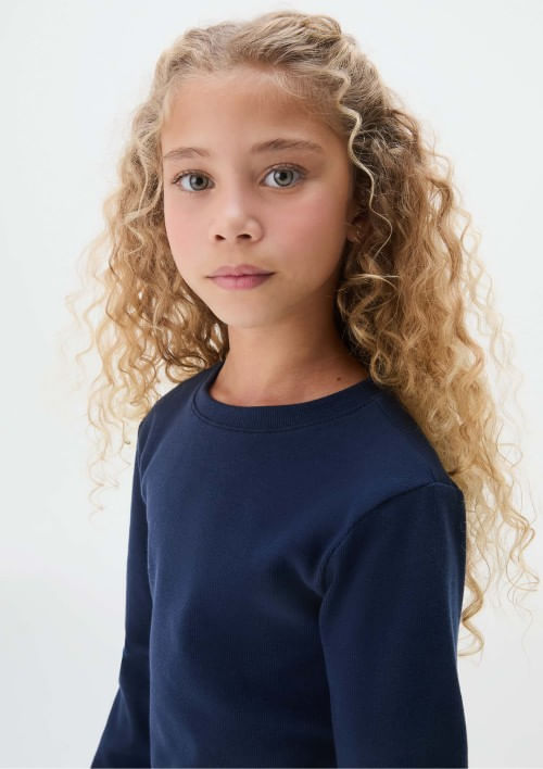 Foto do produto: Blusa Manga Longa Infantil Menina Em Ribana - Azul