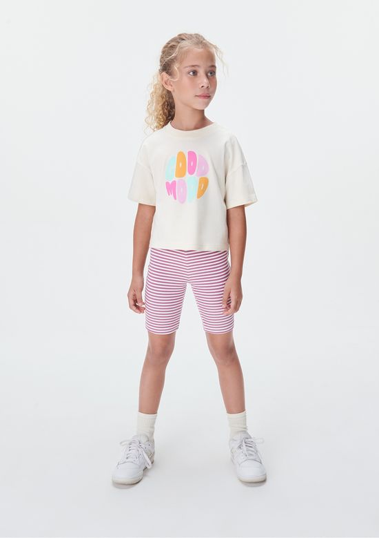 Foto do produto: Blusa Cropped Infantil Menina Manga Curta - Creme