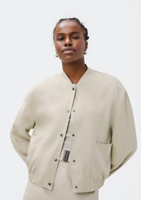Foto do produto: Jaqueta Feminina Bomber Com Linho - Creme