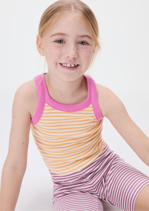 Foto do produto: Regata Cropped Infantil Menina Em Ribana - Laranja