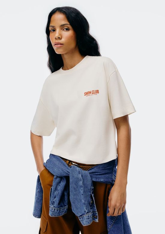 Foto do produto: Blusa Feminina Oversized Estampada Super Cotton - Off white