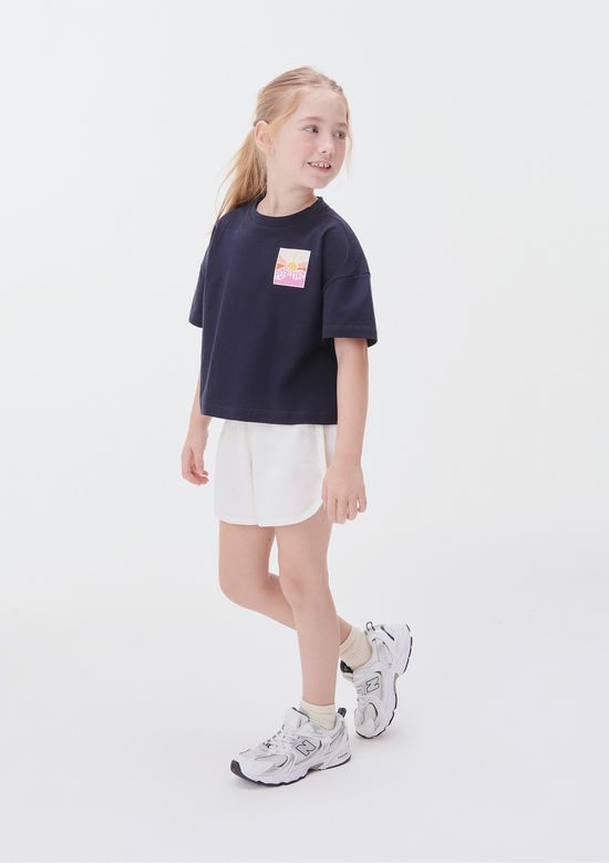 Foto do produto: Conjunto Curto Em Moletom Infantil Menina Com Estampa - Azul