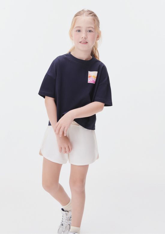 Foto do produto: Conjunto Curto Em Moletom Infantil Menina Com Estampa - Azul