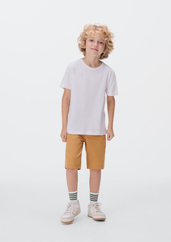 Foto do produto: Bermuda Básica Infantil Menino Em Sarja - Amarelo