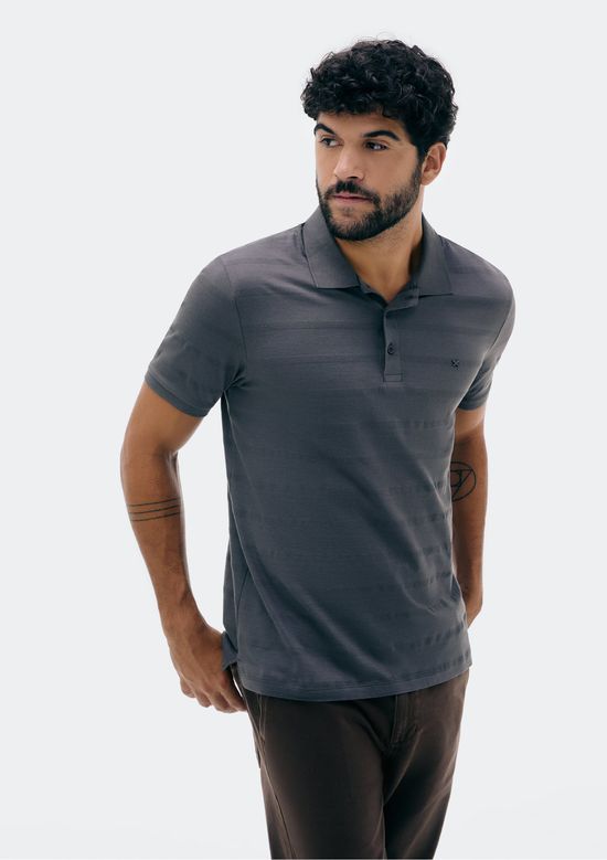 Foto do produto: Camisa Polo Masculina Manga Curta Com Bordado - Cinza