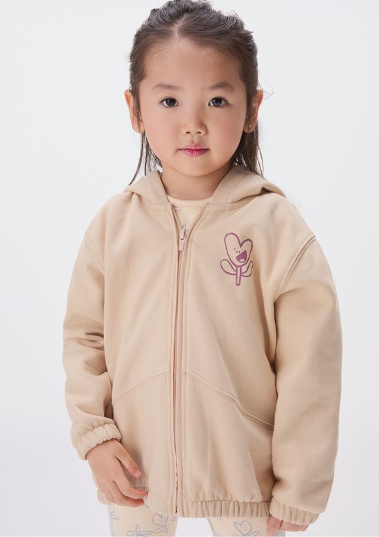 Foto do produto: Jaqueta de Moletom Com Capuz Infantil Menina Toddler - Bege