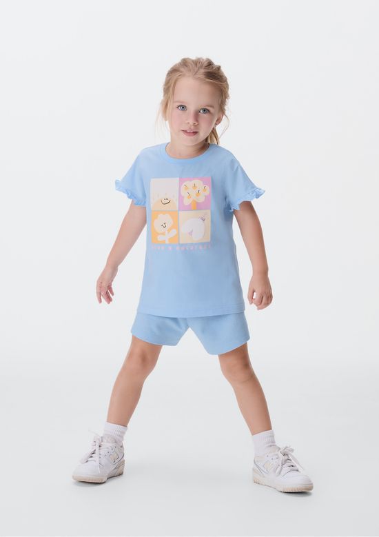 Foto do produto: Conjunto Curto Infantil Menina Toddler Estampado - Azul