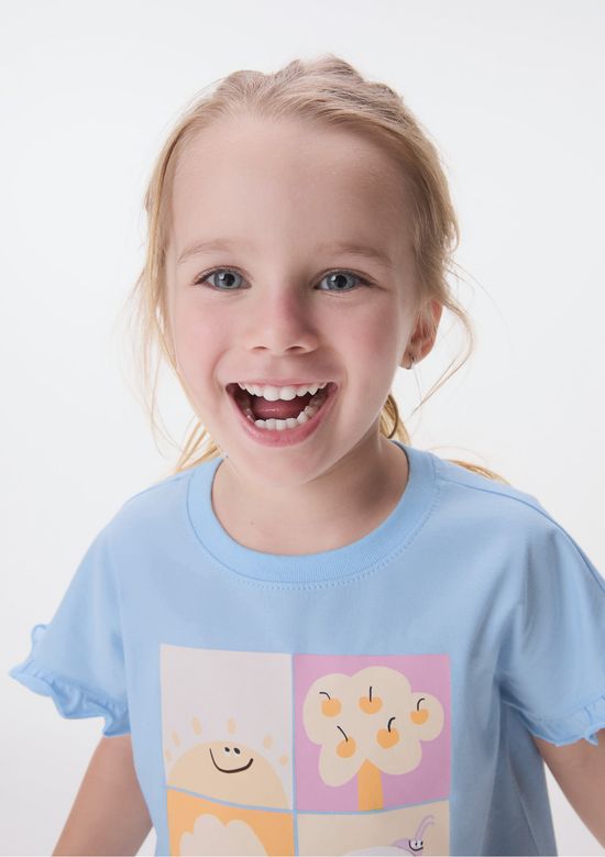 Foto do produto: Conjunto Curto Infantil Menina Toddler Estampado - Azul