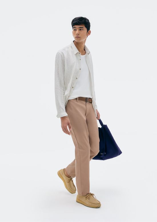 Foto do produto: Calça Masculina Taper Em Sarja Com Linho - Bege