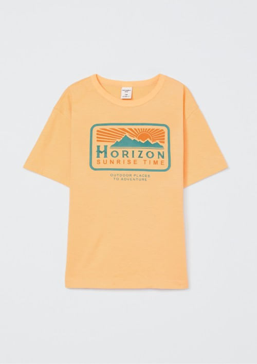 Foto do produto: Camiseta Oversized Infantil Menino Com Estampa - Laranja