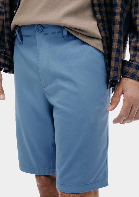Foto do produto: Bermuda Básica Masculina Chino Reta Em Sarja - Azul