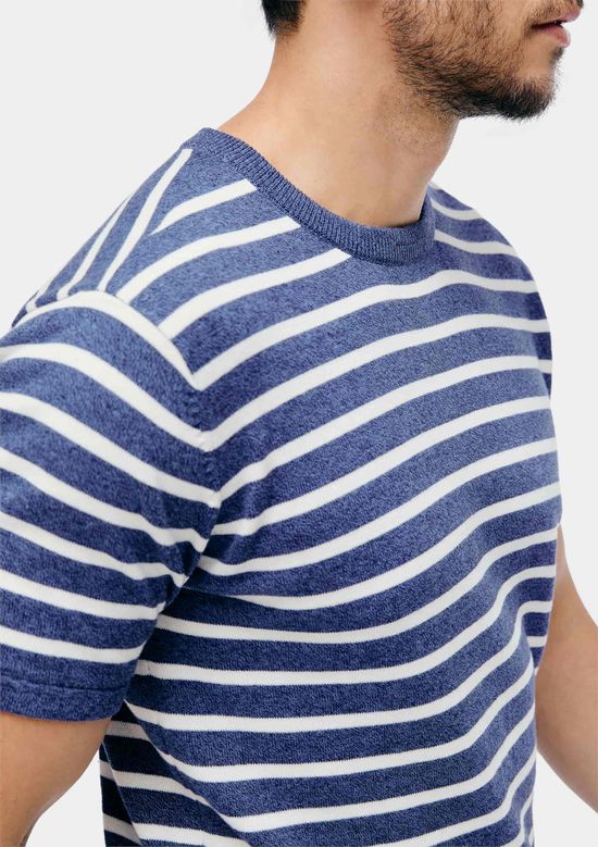 Foto do produto: Camiseta Masculina Listrada Em Tricô - Azul