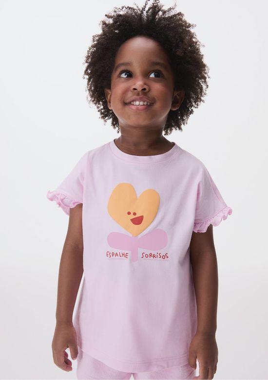 Foto do produto: Conjunto Curto Infantil Menina Toddler Estampado - Rosa