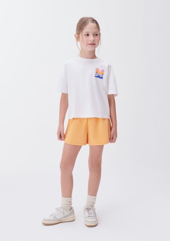 Foto do produto: Conjunto Curto Em Moletom Infantil Menina Com Estampa - Laranja