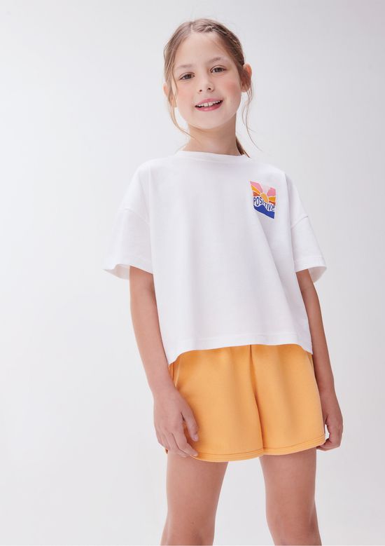 Foto do produto: Conjunto Curto Em Moletom Infantil Menina Com Estampa - Laranja