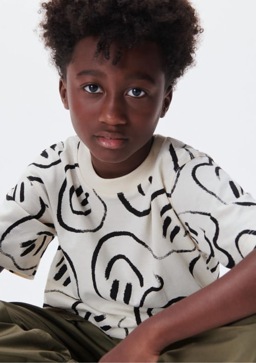 Foto do produto: Camiseta Oversized Infantil Menino Estampada - Off white