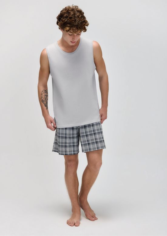 Foto do produto: Pijama Curto Masculino Com Regata - Cinza