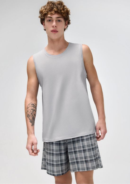 Foto do produto: Pijama Curto Masculino Com Regata - Cinza
