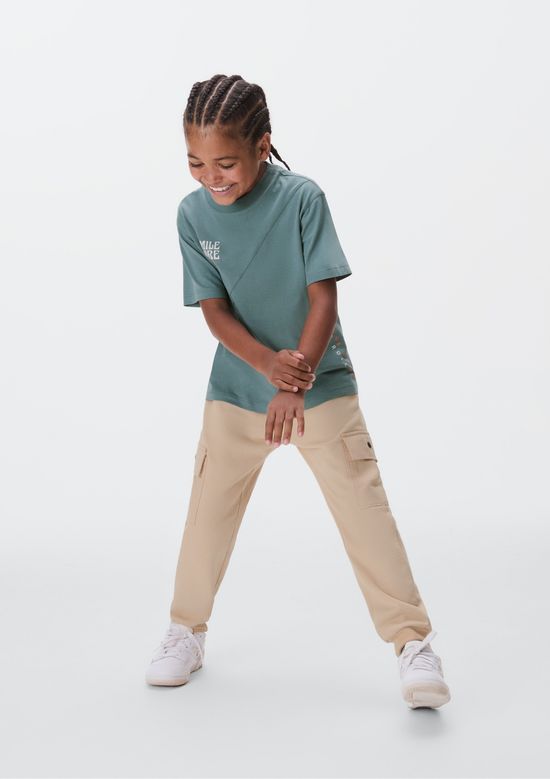 Foto do produto: Calça Jogger Infantil Menino Com Bolsos - Bege