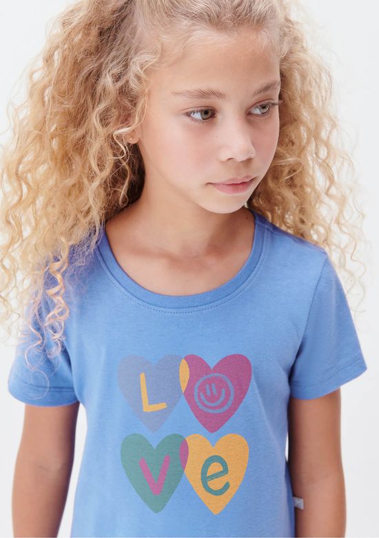 Foto do produto: Conjunto Infantil Menina Camisa Manga Curta Com Calça Estampada - Azul