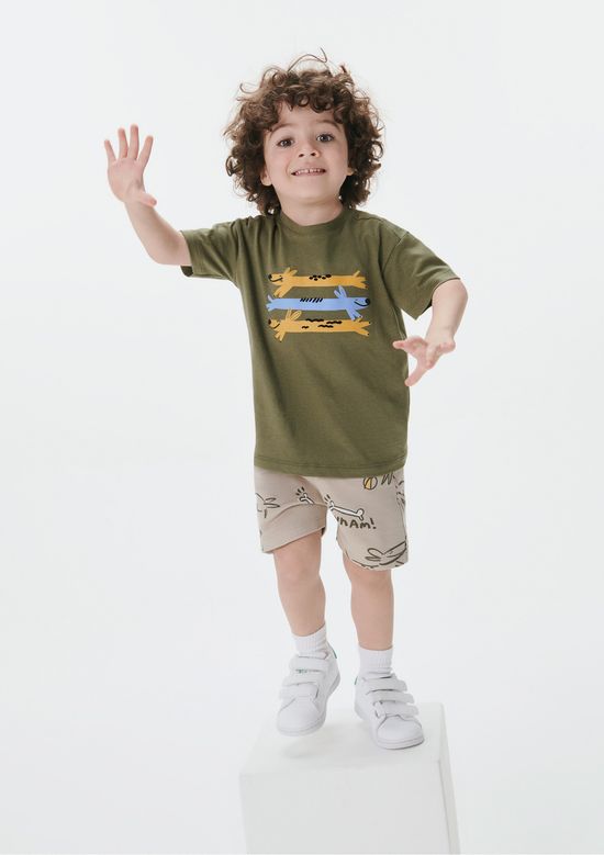 Foto do produto: Conjunto Curto Infantil Menino Toddler Em Moletom - Verde