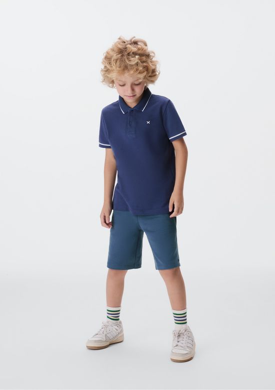 Foto do produto: Camisa Polo Básica Menino De Algodão Com Bordado - Azul