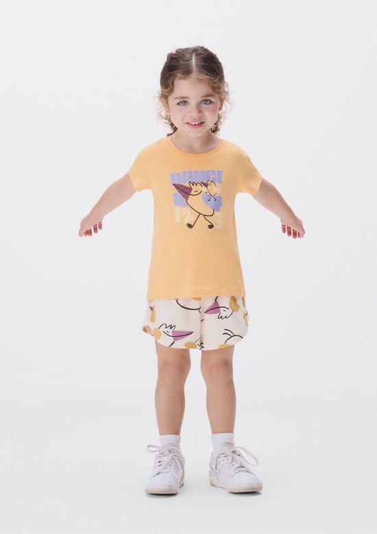 Foto do produto: Shorts Infantil Menina Toddler Estampado - Laranja