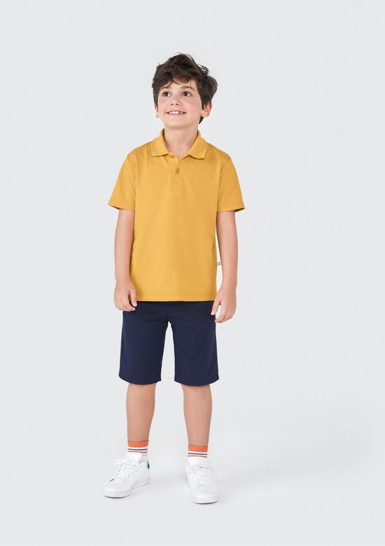 Foto do produto: Camisa Básica Polo Infantil Menino Manga Curta Em Piquet - Amarelo