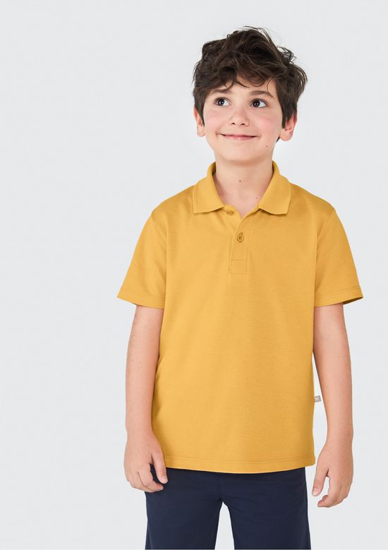 Foto do produto: Camisa Básica Polo Infantil Menino Manga Curta Em Piquet - Amarelo