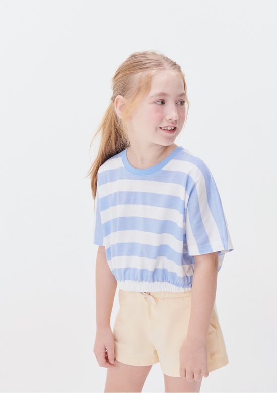 Foto do produto: Blusa Cropped Infantil Menina Estampada - Azul