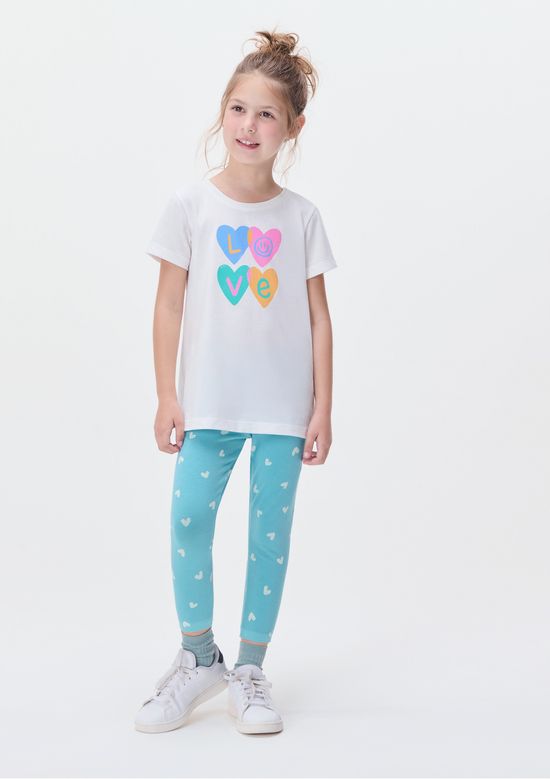 Foto do produto: Conjunto Infantil Menina Camisa Manga Curta Com Calça Estampada - Azul