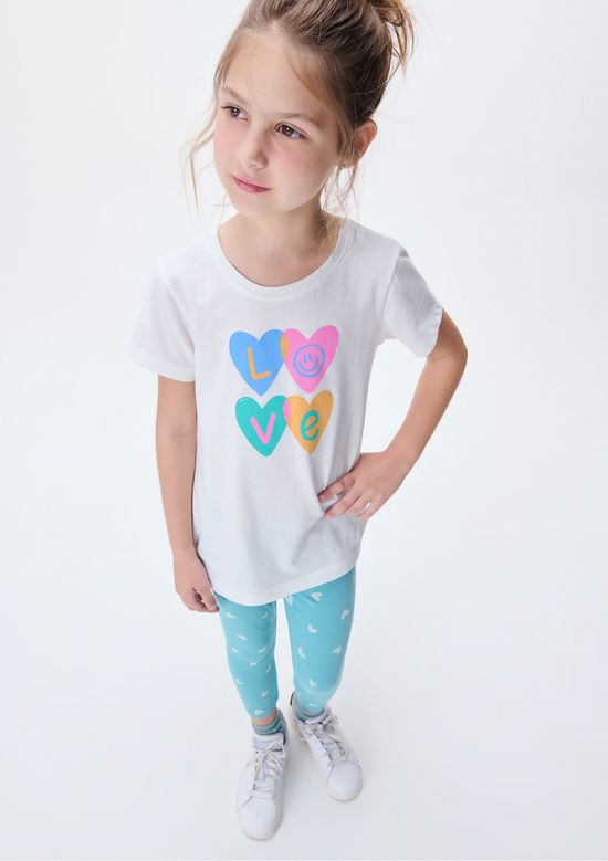 Foto do produto: Conjunto Infantil Menina Camisa Manga Curta Com Calça Estampada - Azul