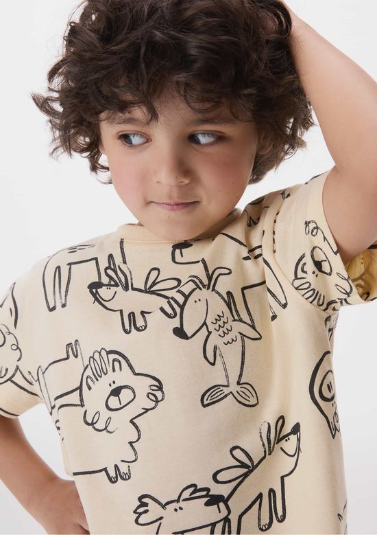 Foto do produto: Camiseta Infantil Menino Toddler Oversized - Bege