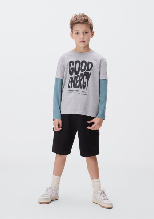 Foto do produto: Camisa Com Mangas Sobrepostas Infantil Menino - Cinza