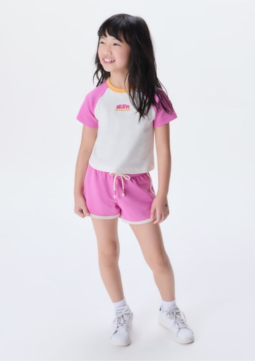 Foto do produto: Blusa Cropped Infantil Menina Em Ribana - Rosa